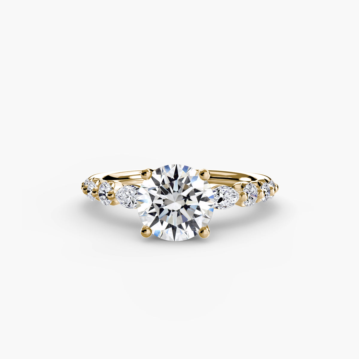 The "Jacqueline" Solitaire with Alternating Side Stones