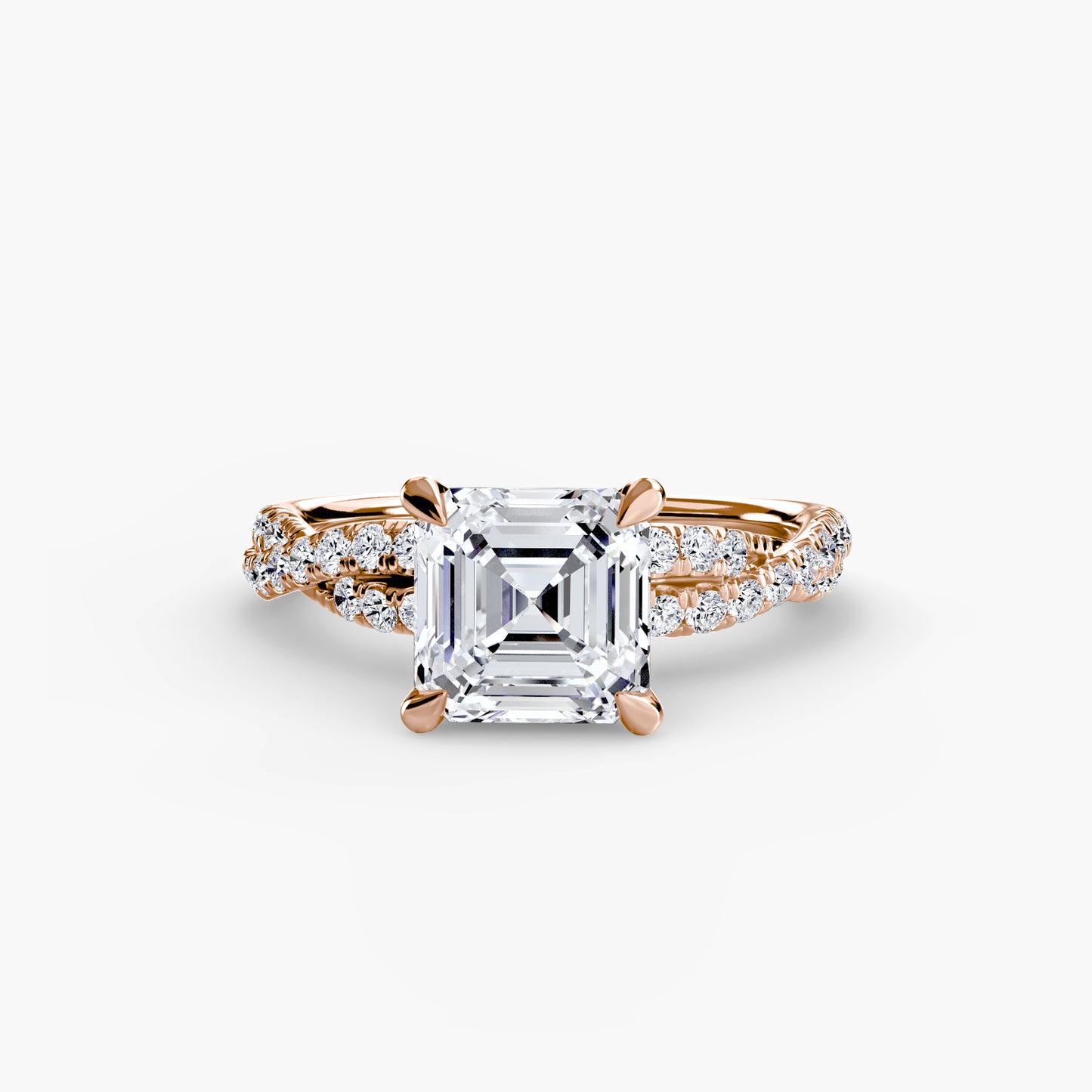 The "Everly" Double Twist Diamond Pavé Solitaire