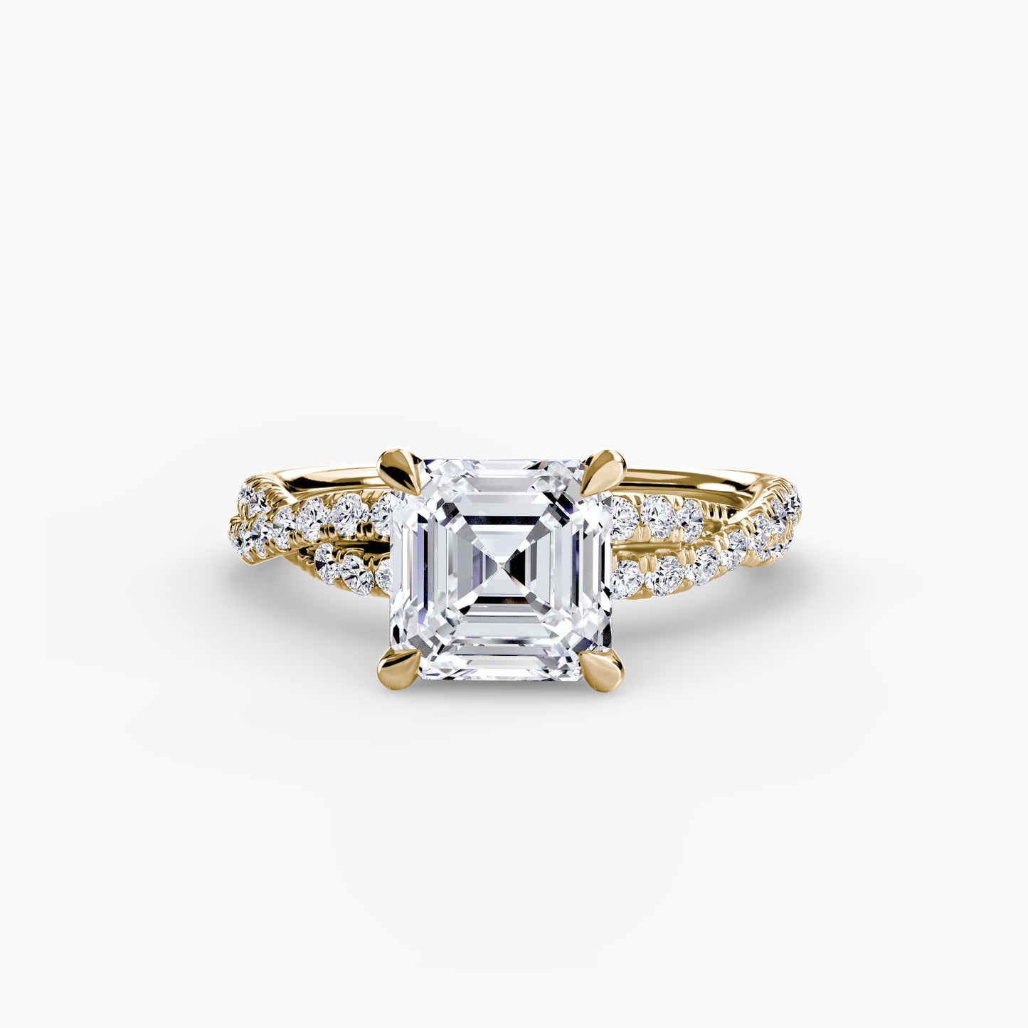 The "Everly" Double Twist Diamond Pavé Solitaire