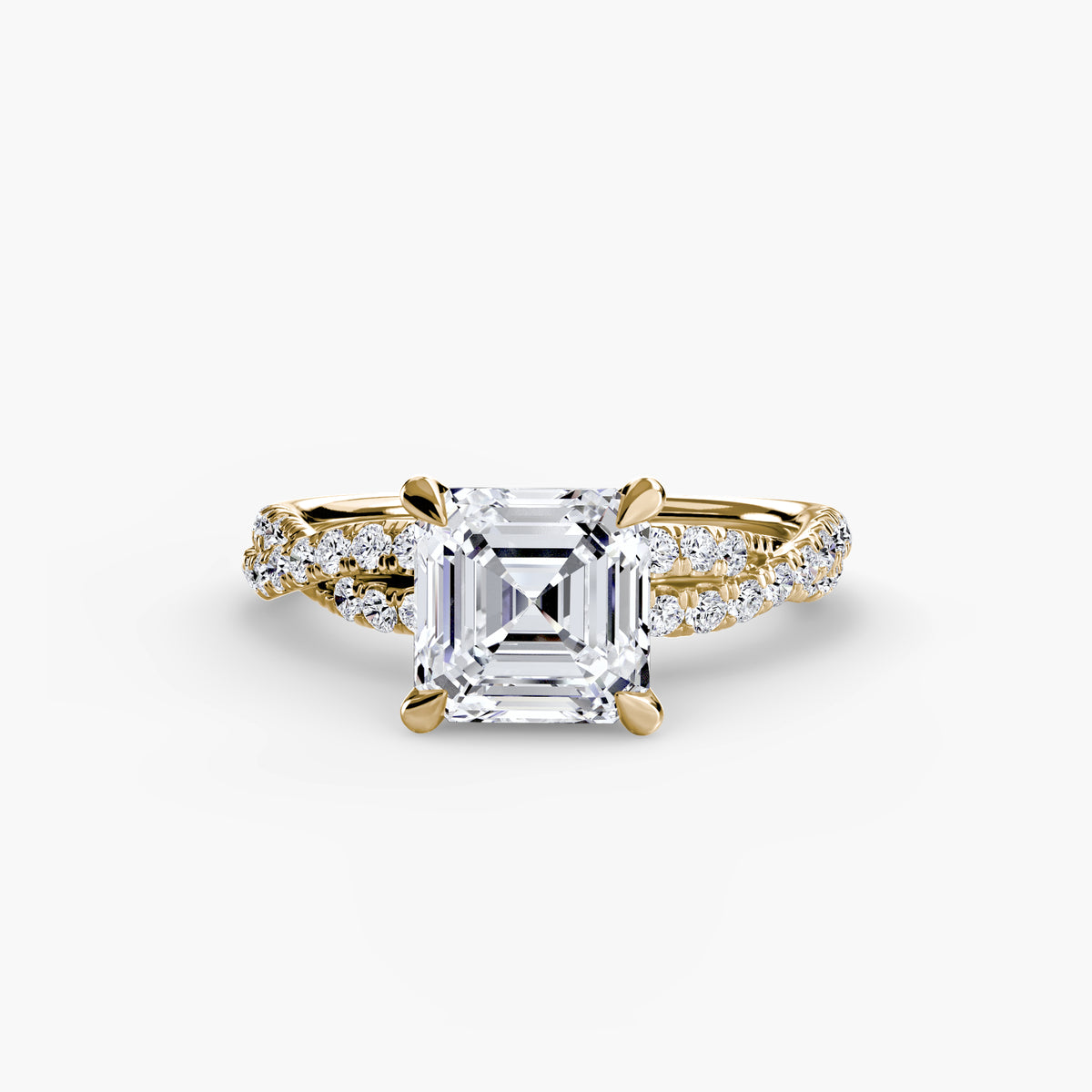 The "Everly" Double Twist Diamond Pavé Solitaire