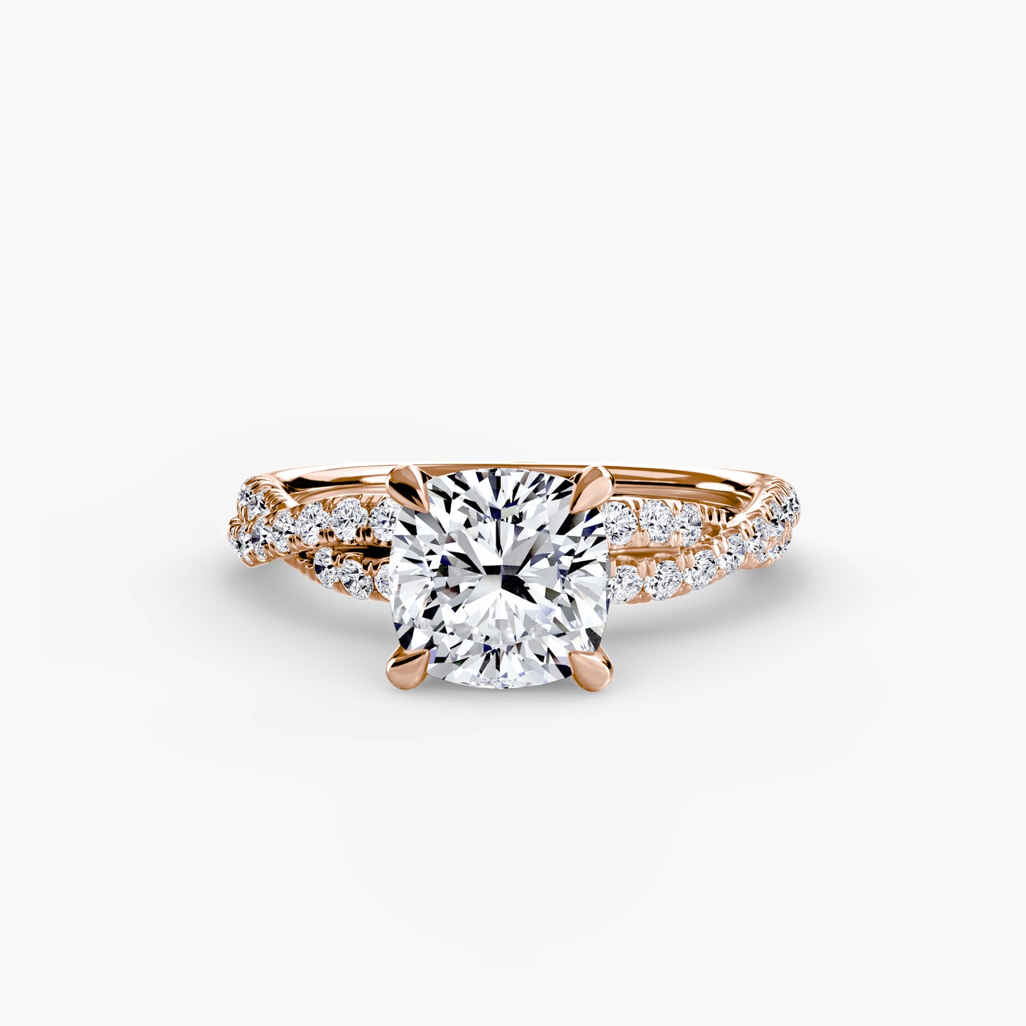 The "Everly" Double Twist Diamond Pavé Solitaire