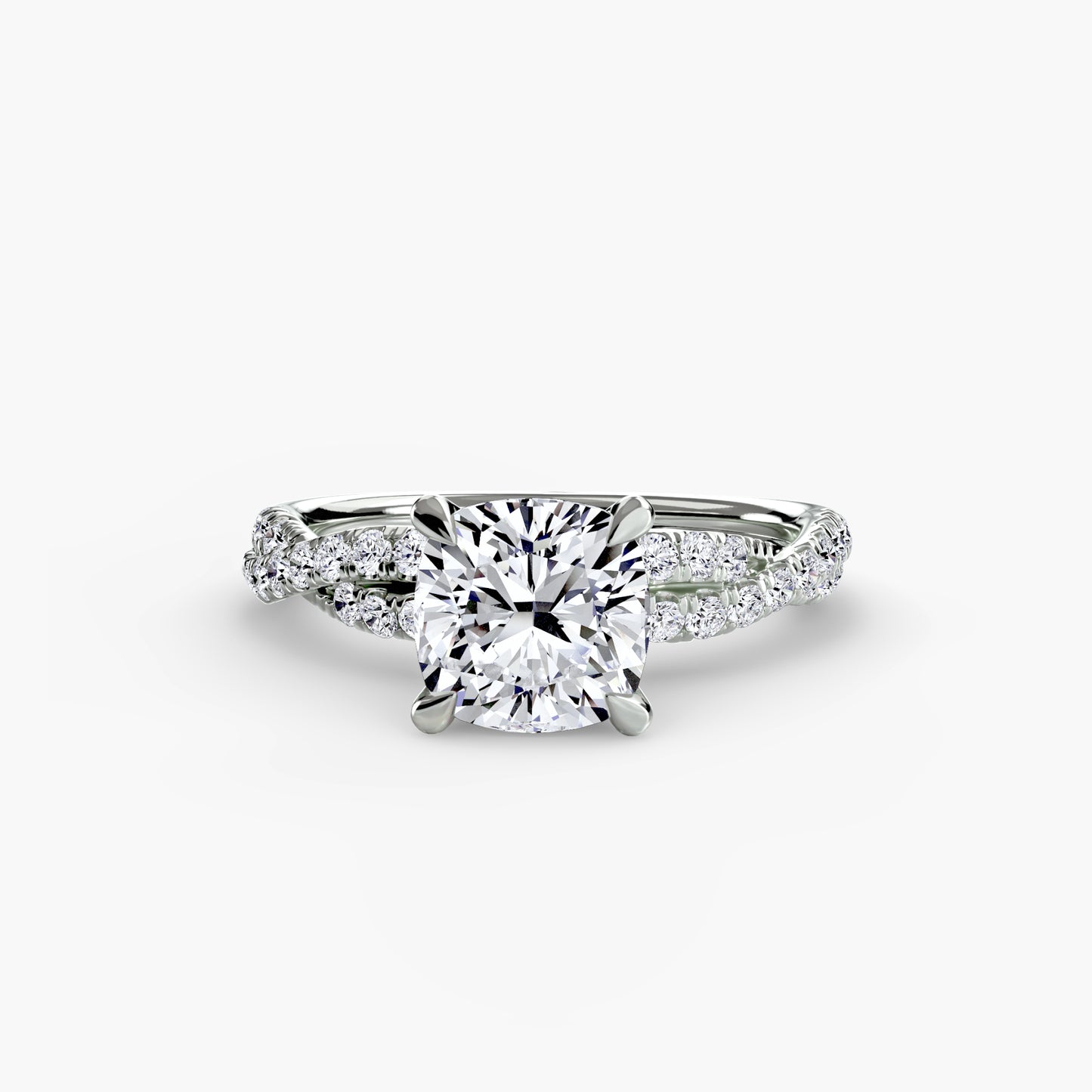 The "Everly" Double Twist Diamond Pavé Solitaire