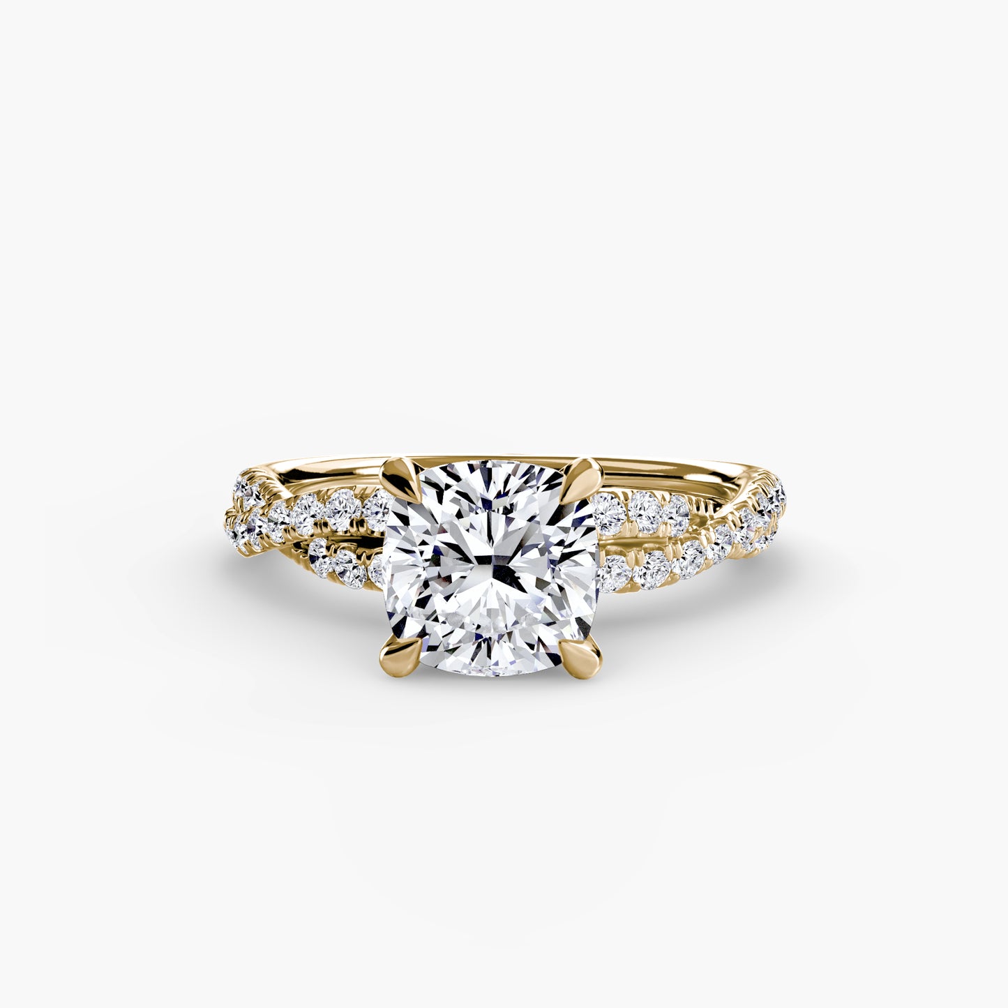 The "Everly" Double Twist Diamond Pavé Solitaire