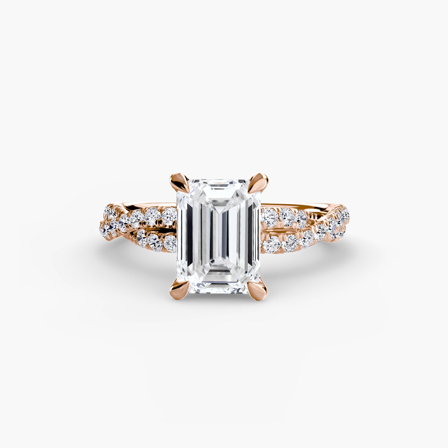 The "Everly" Double Twist Diamond Pavé Solitaire