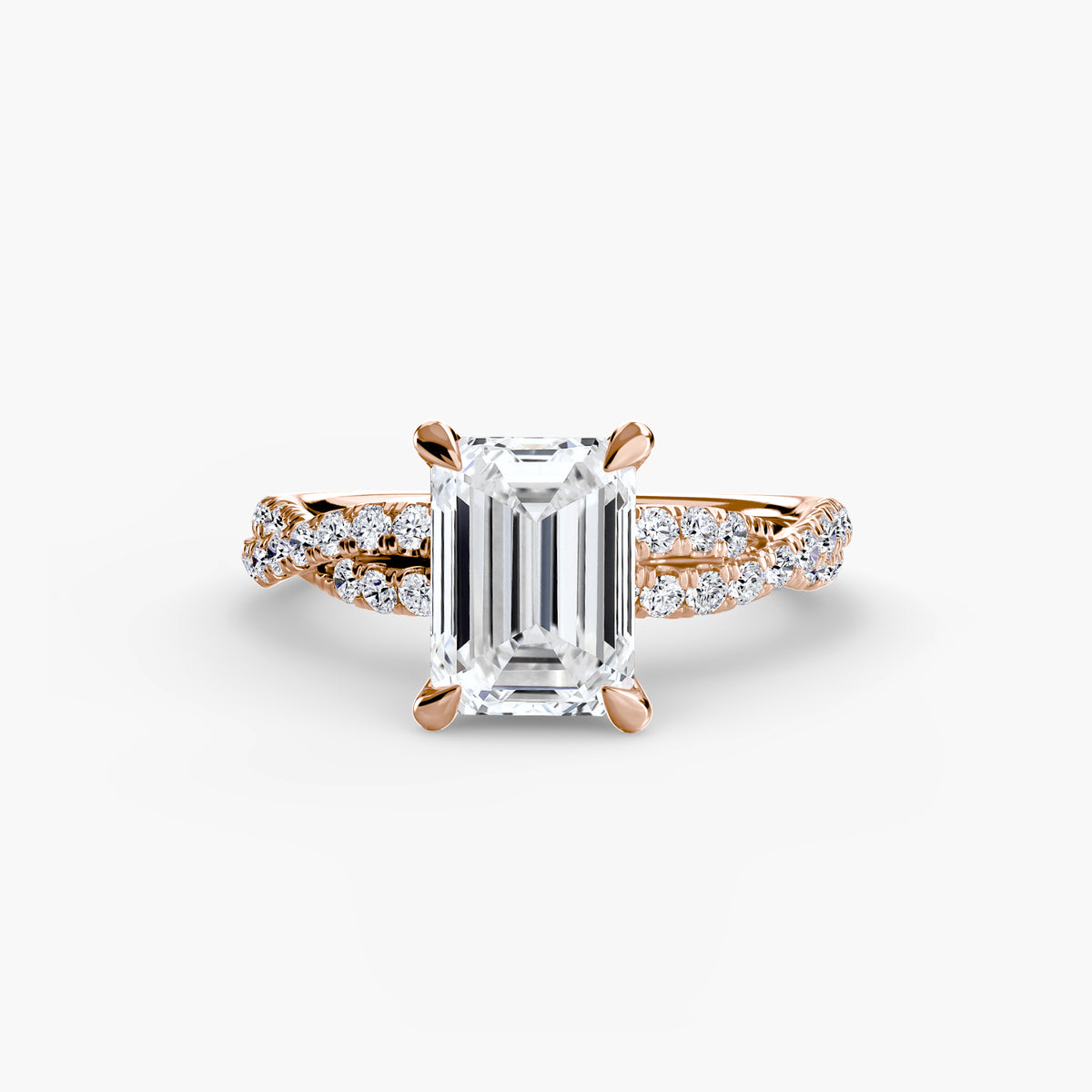 The "Everly" Double Twist Diamond Pavé Solitaire