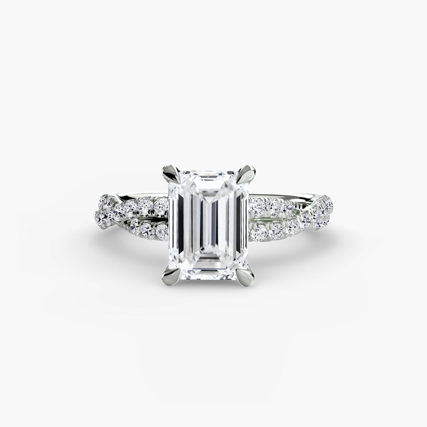The "Everly" Double Twist Diamond Pavé Solitaire