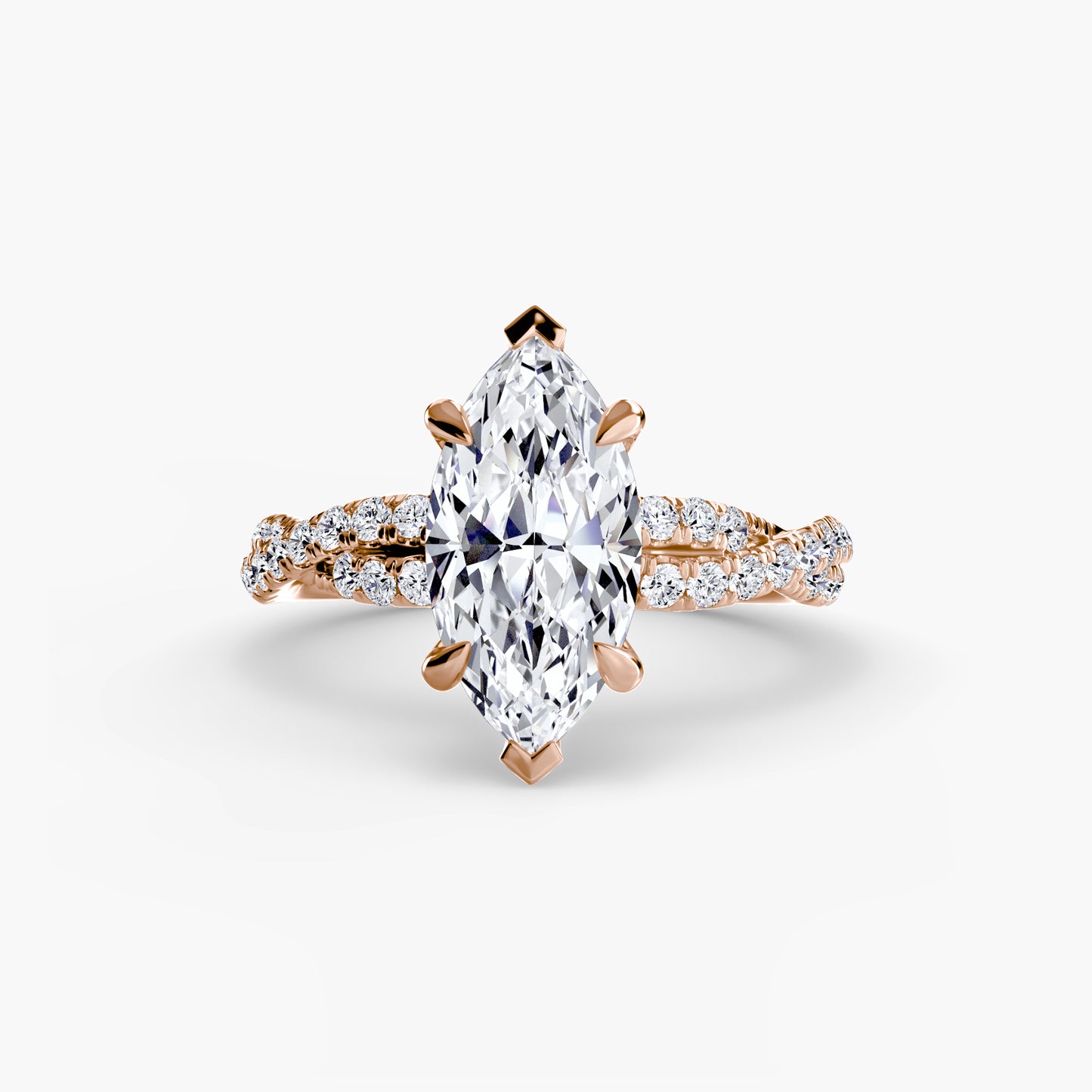 The "Everly" Double Twist Diamond Pavé Solitaire