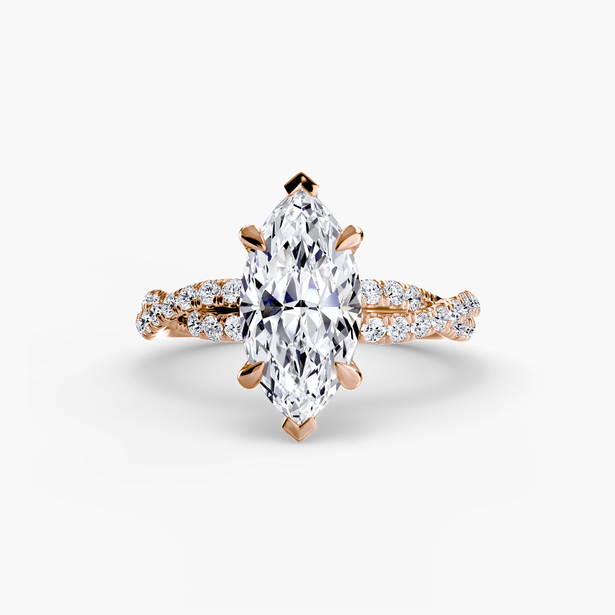 The "Everly" Double Twist Diamond Pavé Solitaire