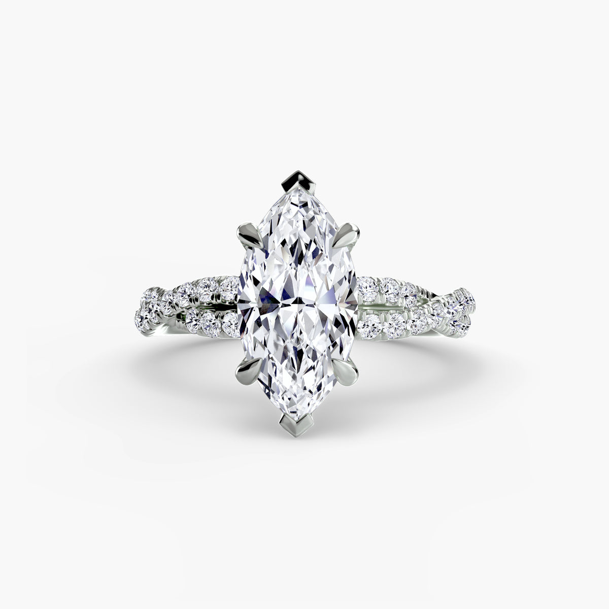 The "Everly" Double Twist Diamond Pavé Solitaire