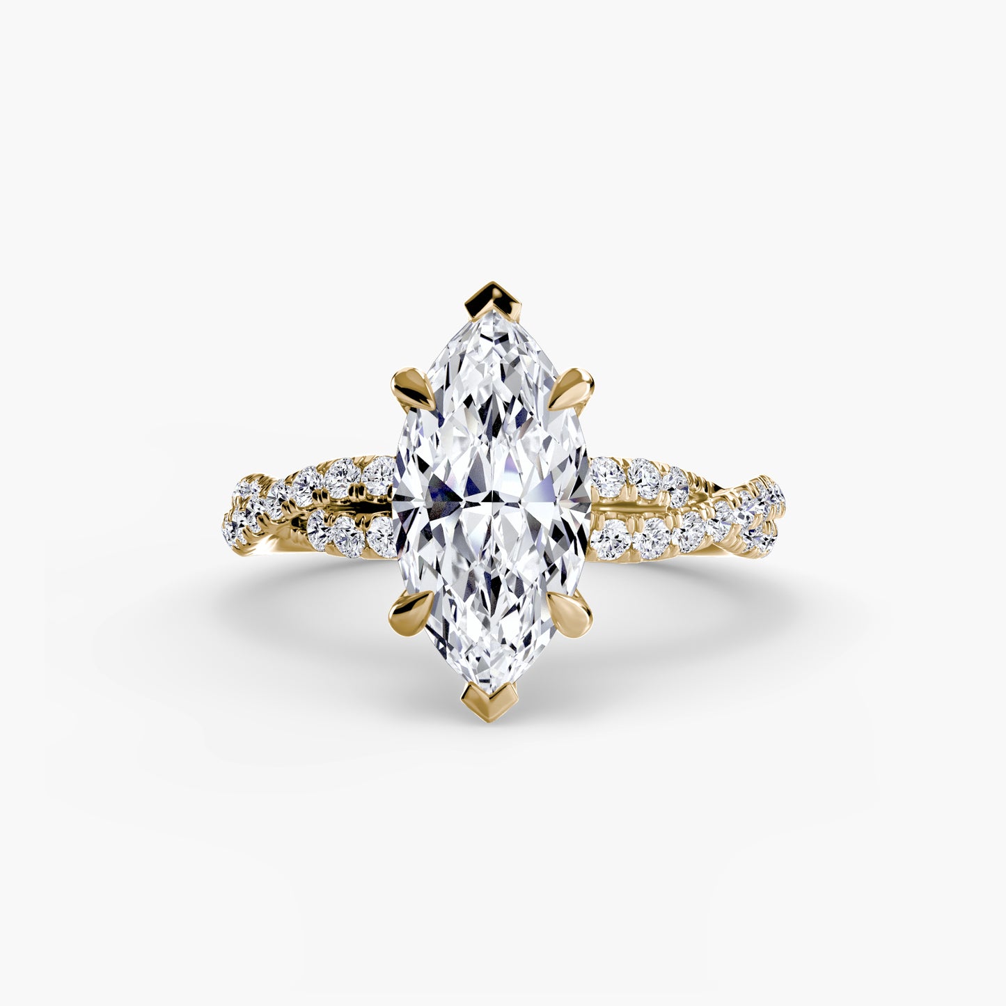 The "Everly" Double Twist Diamond Pavé Solitaire