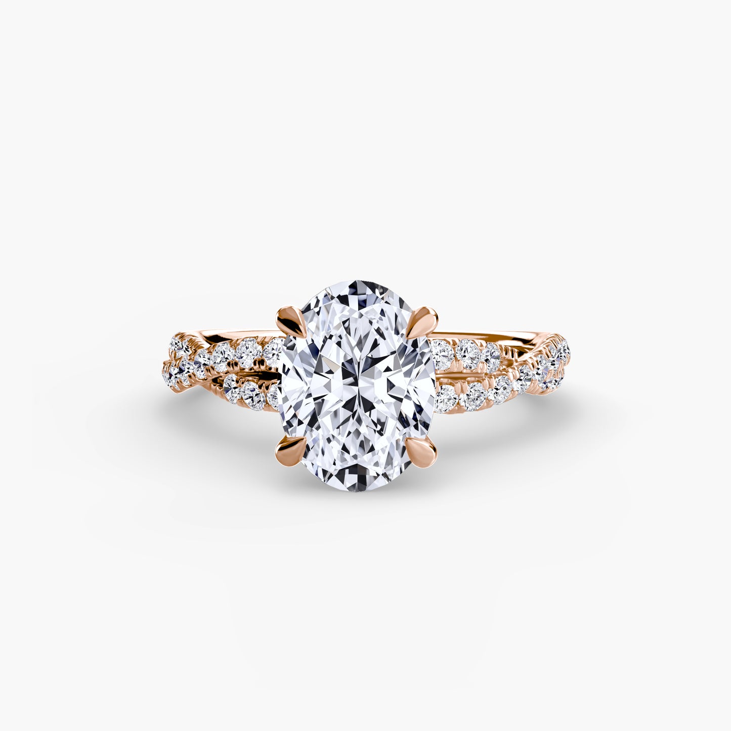 The "Everly" Double Twist Diamond Pavé Solitaire