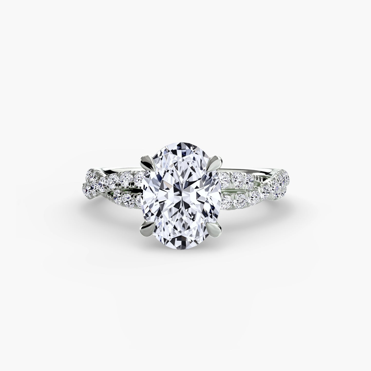 The "Everly" Double Twist Diamond Pavé Solitaire