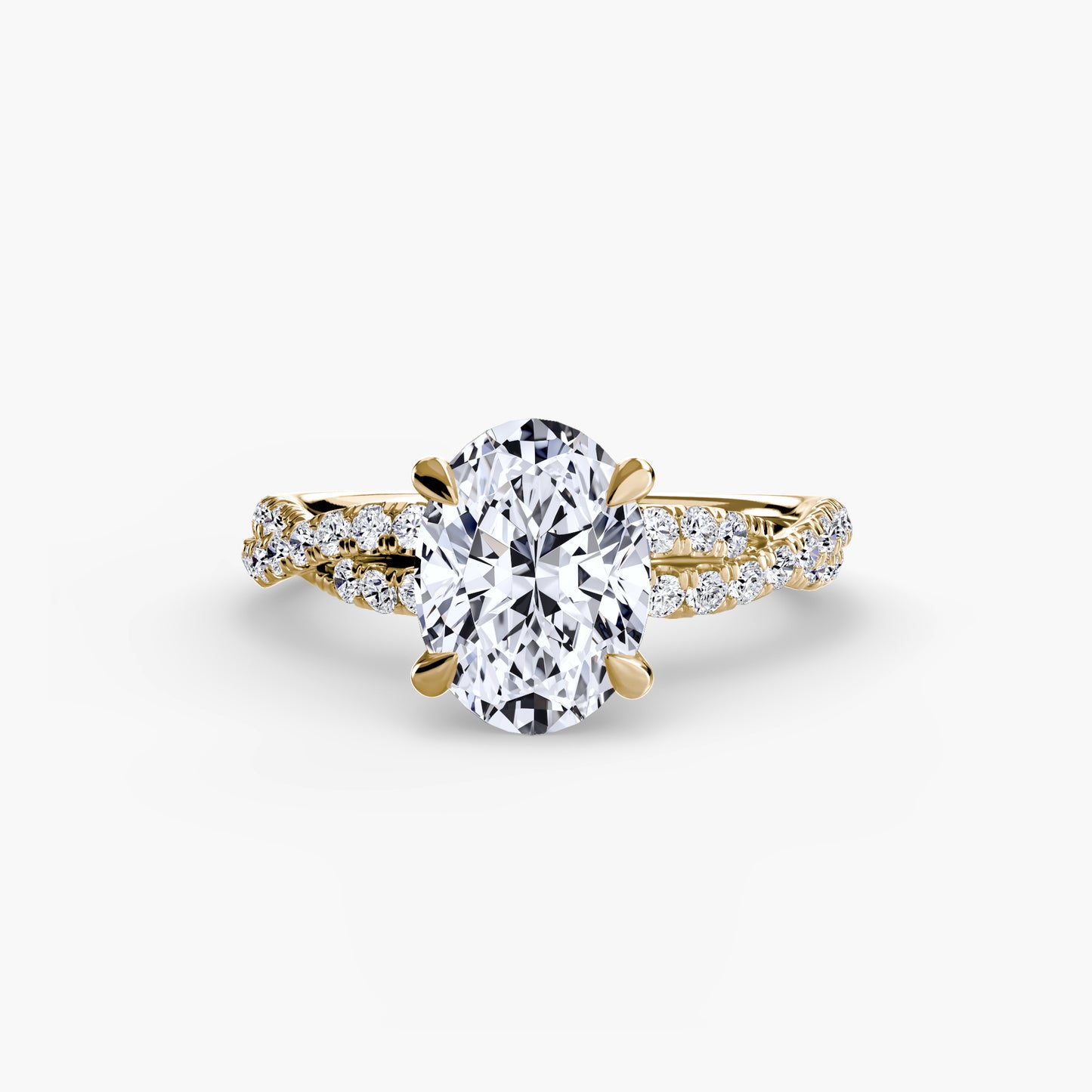 The "Everly" Double Twist Diamond Pavé Solitaire