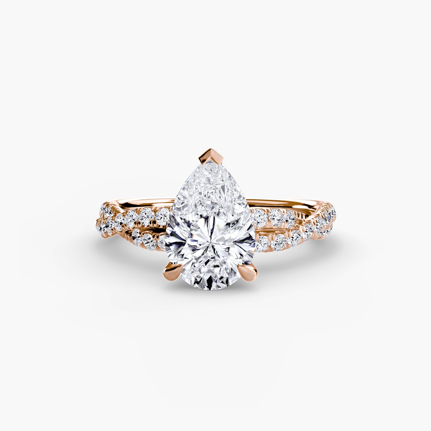 The "Everly" Double Twist Diamond Pavé Solitaire