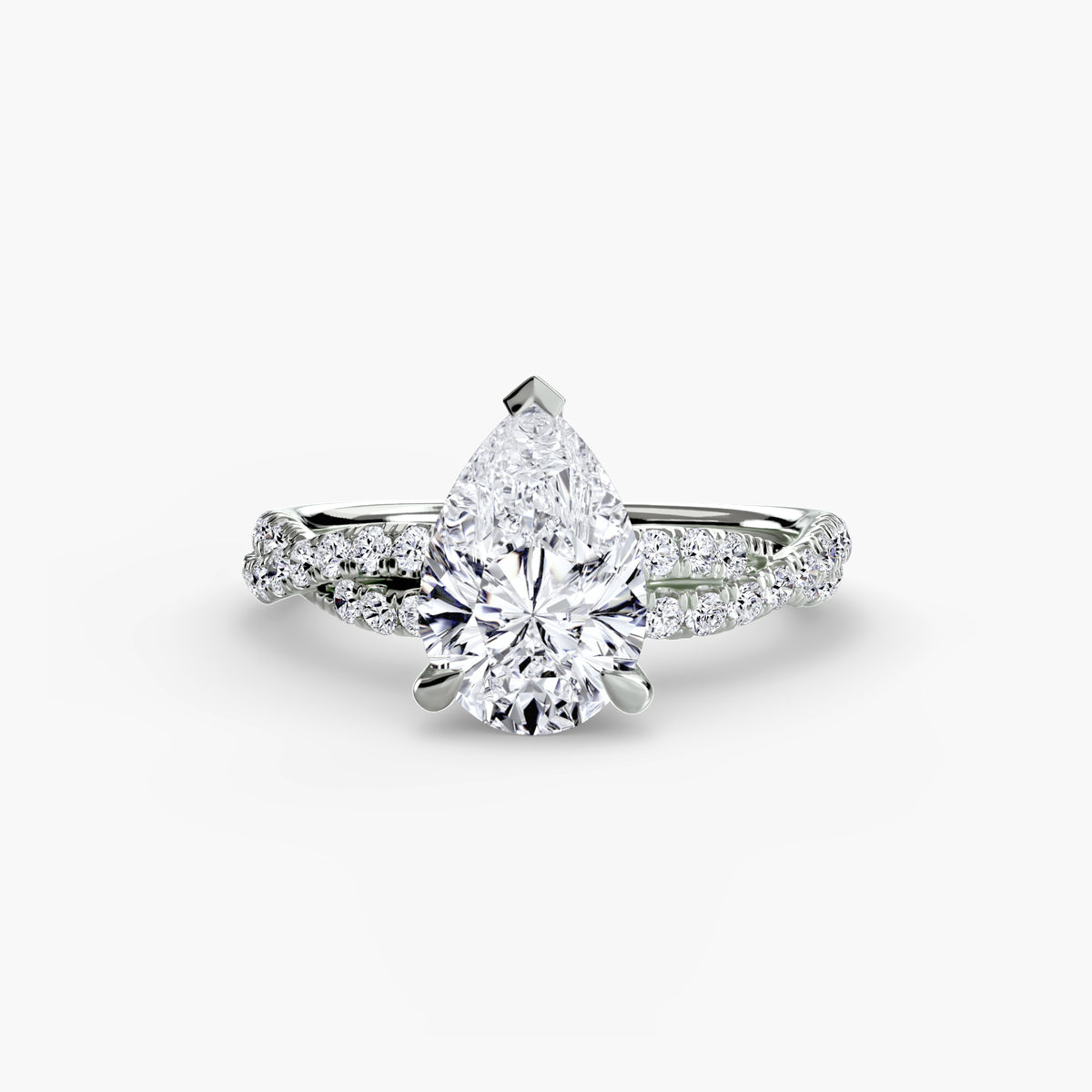 The "Everly" Double Twist Diamond Pavé Solitaire