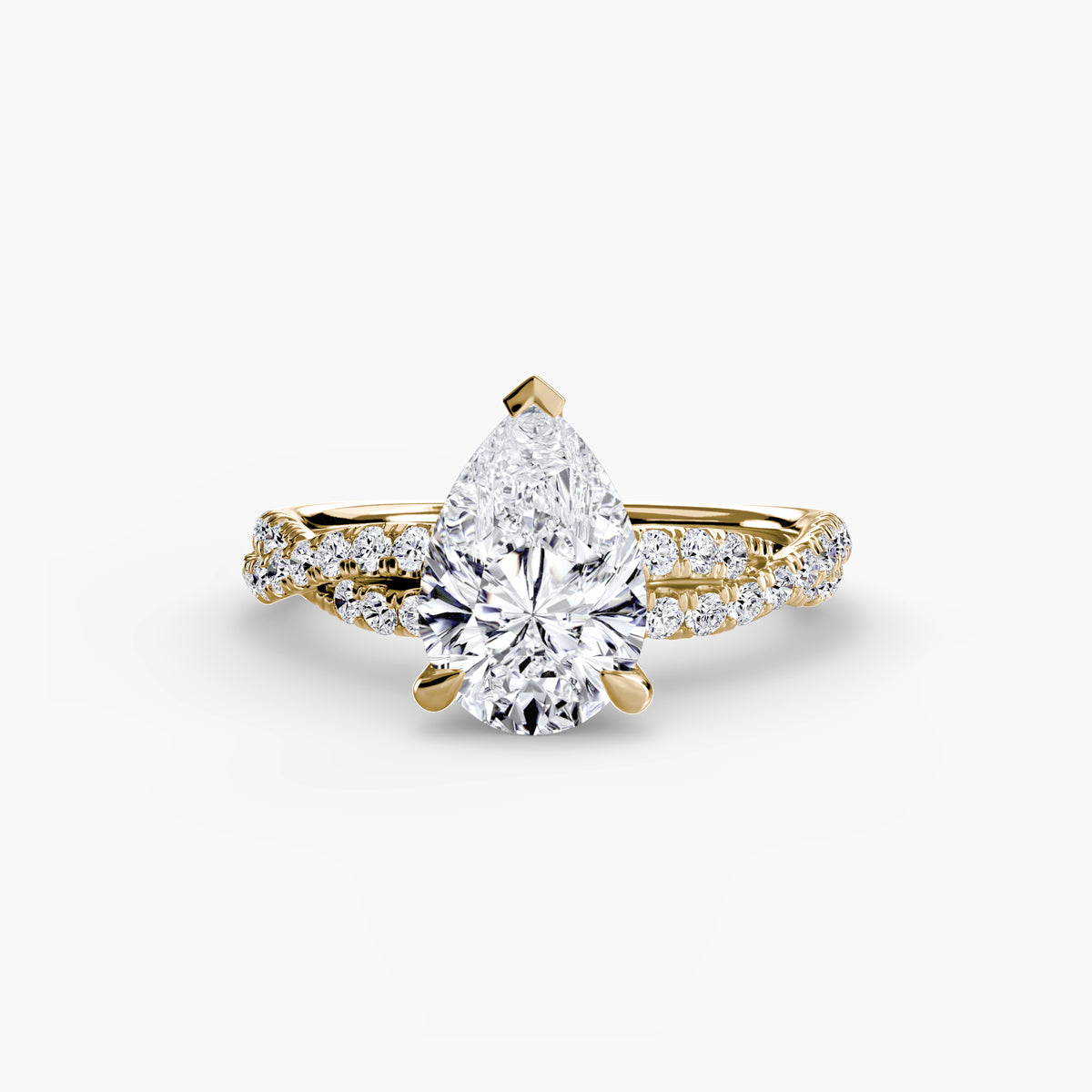 The "Everly" Double Twist Diamond Pavé Solitaire