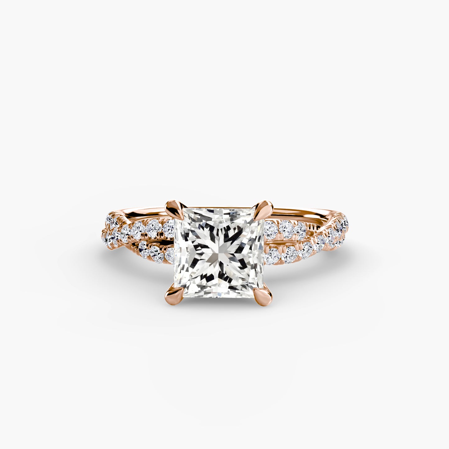 The "Everly" Double Twist Diamond Pavé Solitaire