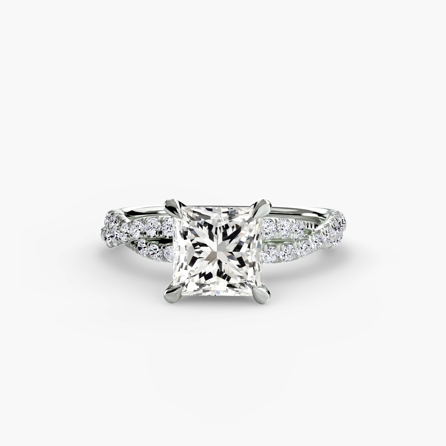 The "Everly" Double Twist Diamond Pavé Solitaire