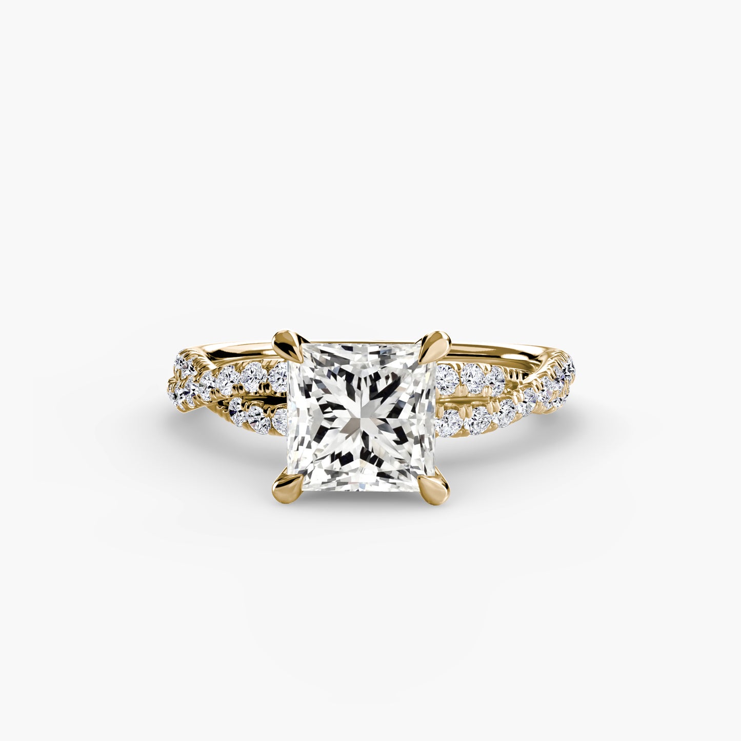The "Everly" Double Twist Diamond Pavé Solitaire