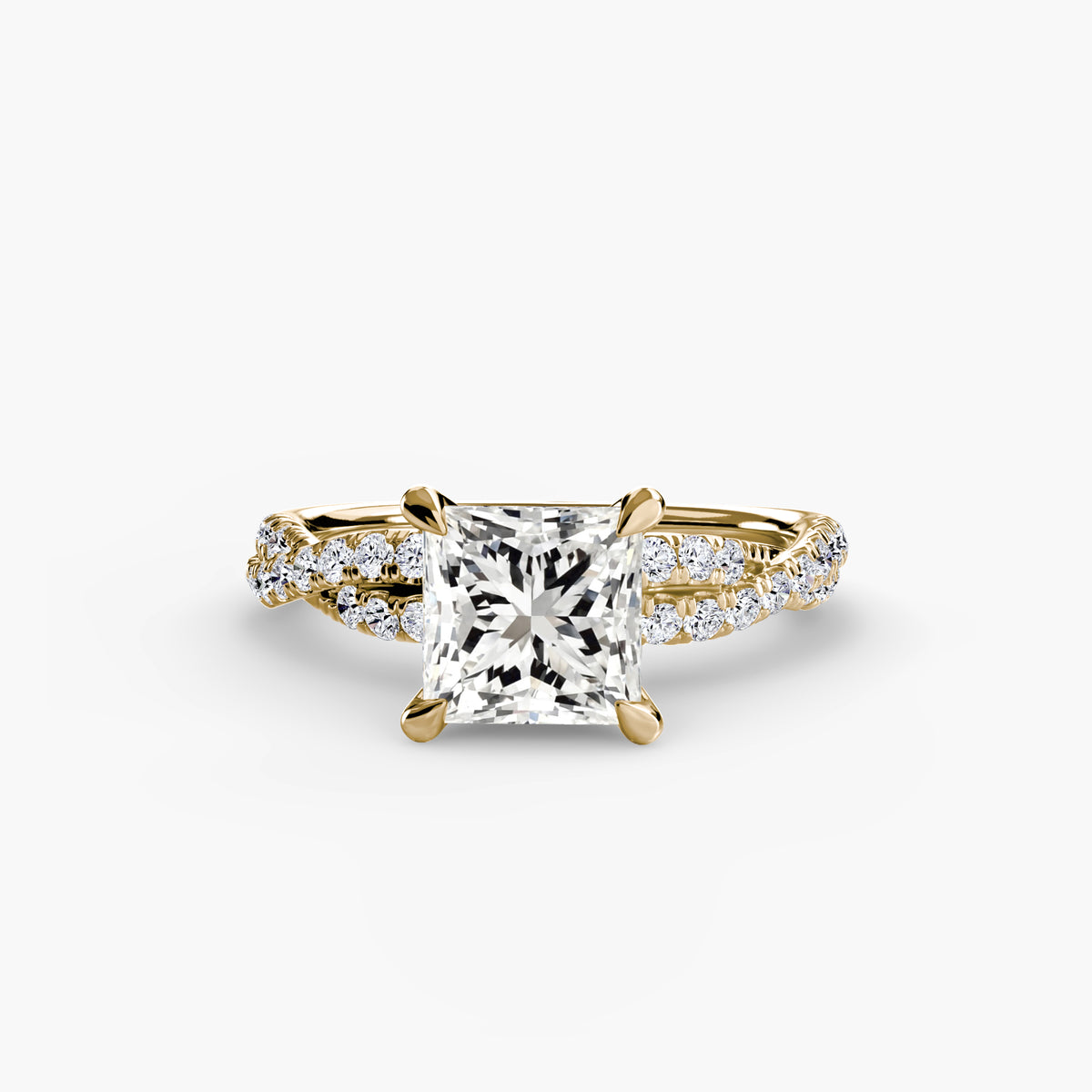 The "Everly" Double Twist Diamond Pavé Solitaire