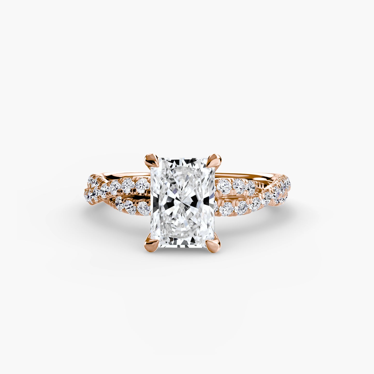 The "Everly" Double Twist Diamond Pavé Solitaire