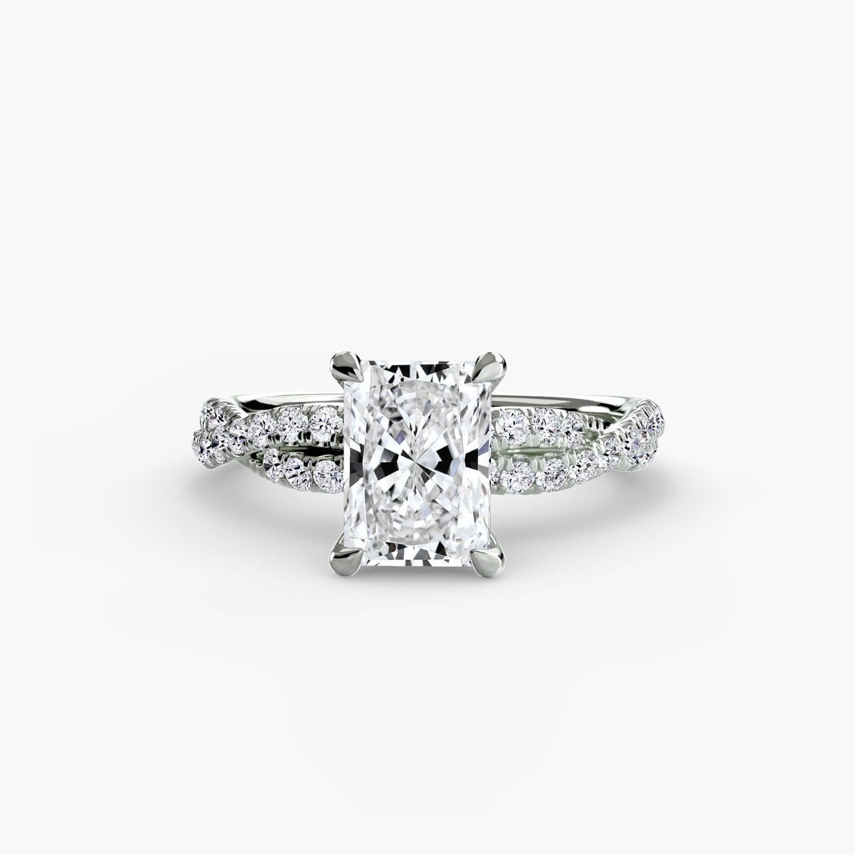 The "Everly" Double Twist Diamond Pavé Solitaire