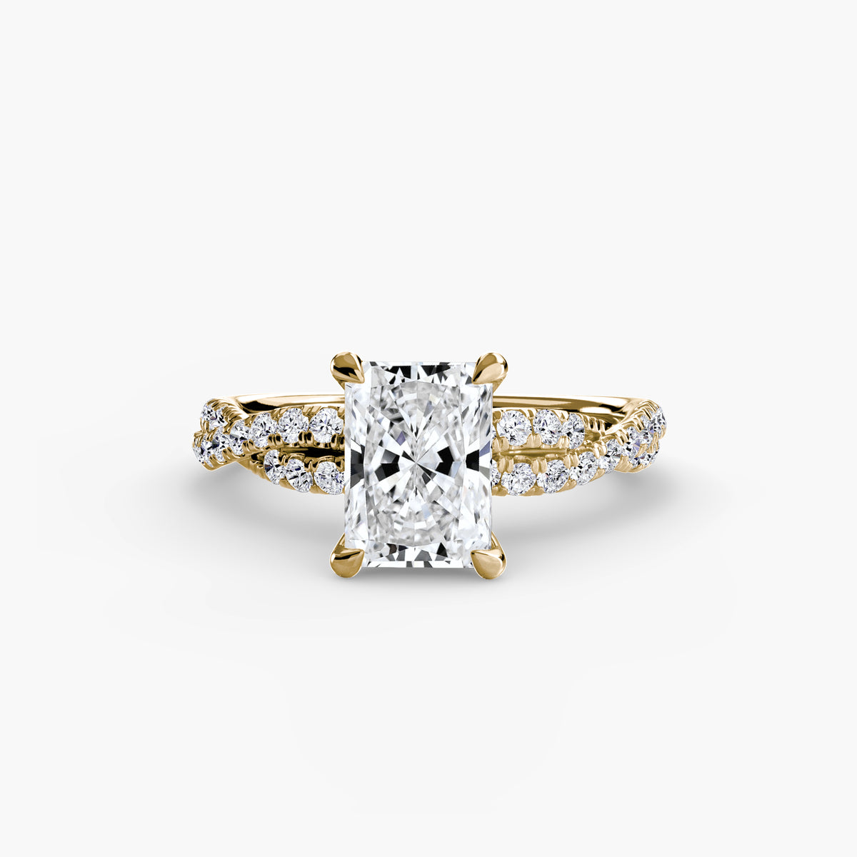 The "Everly" Double Twist Diamond Pavé Solitaire