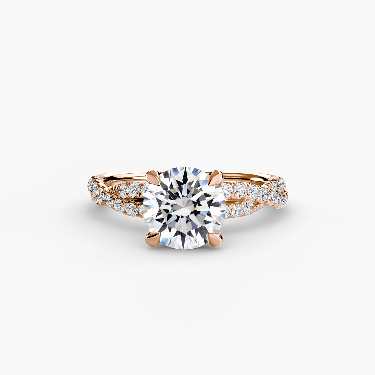 The "Everly" Double Twist Diamond Pavé Solitaire