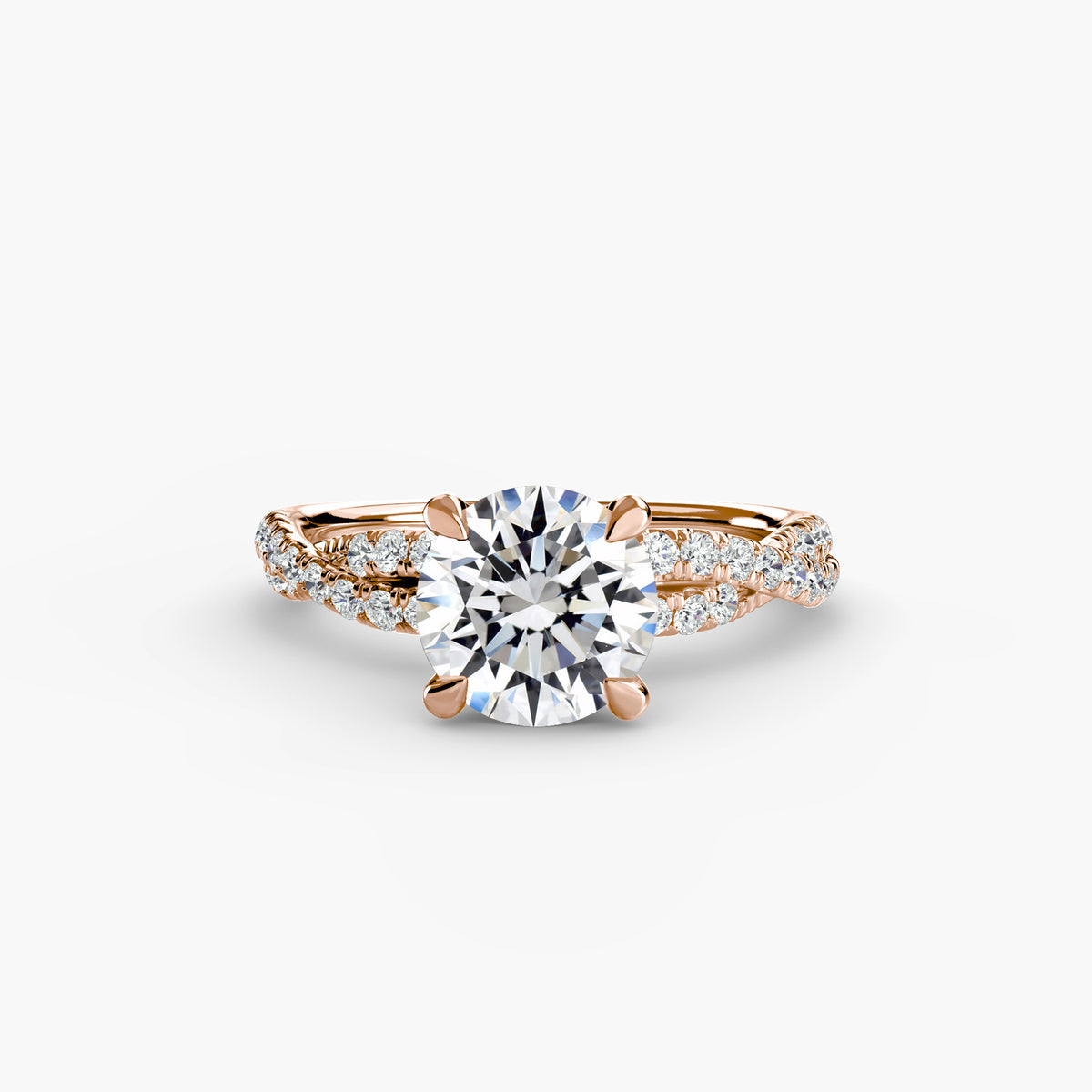 The "Everly" Double Twist Diamond Pavé Solitaire
