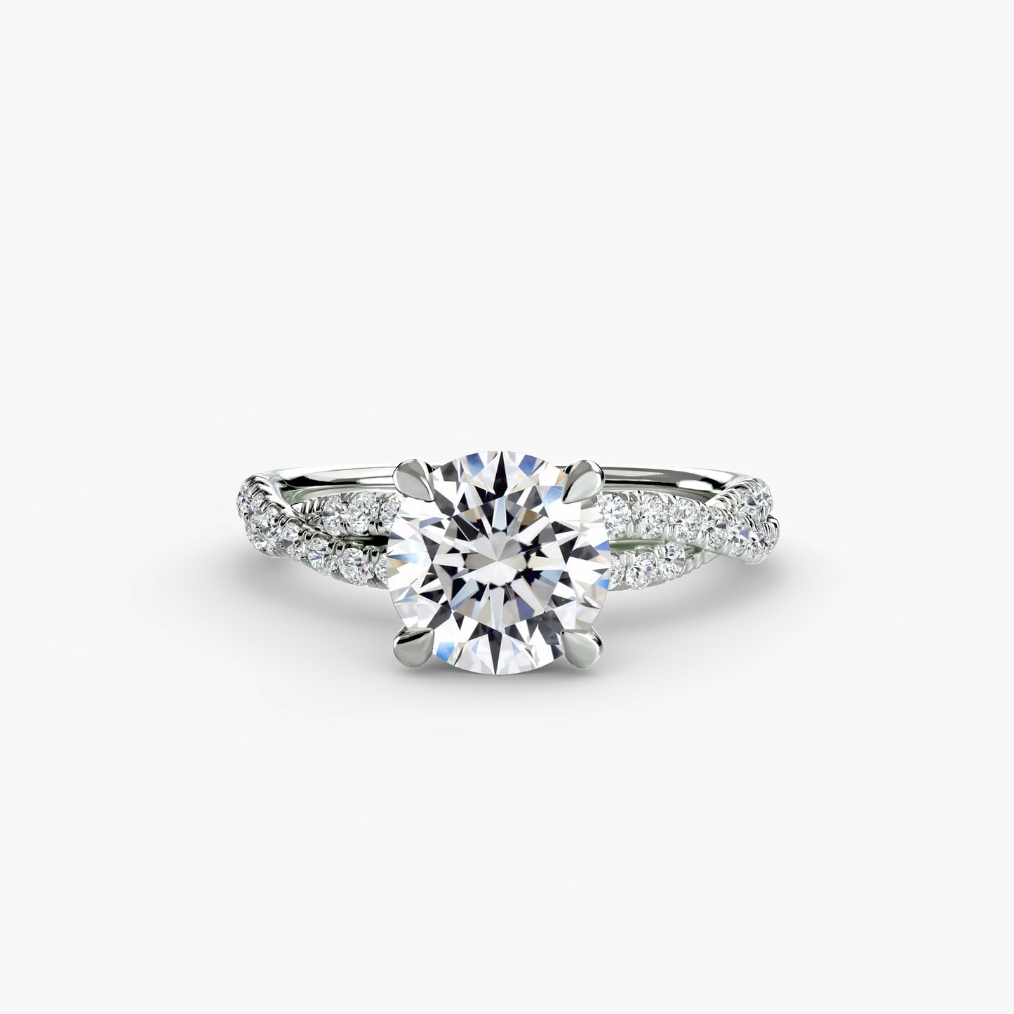 The "Everly" Double Twist Diamond Pavé Solitaire