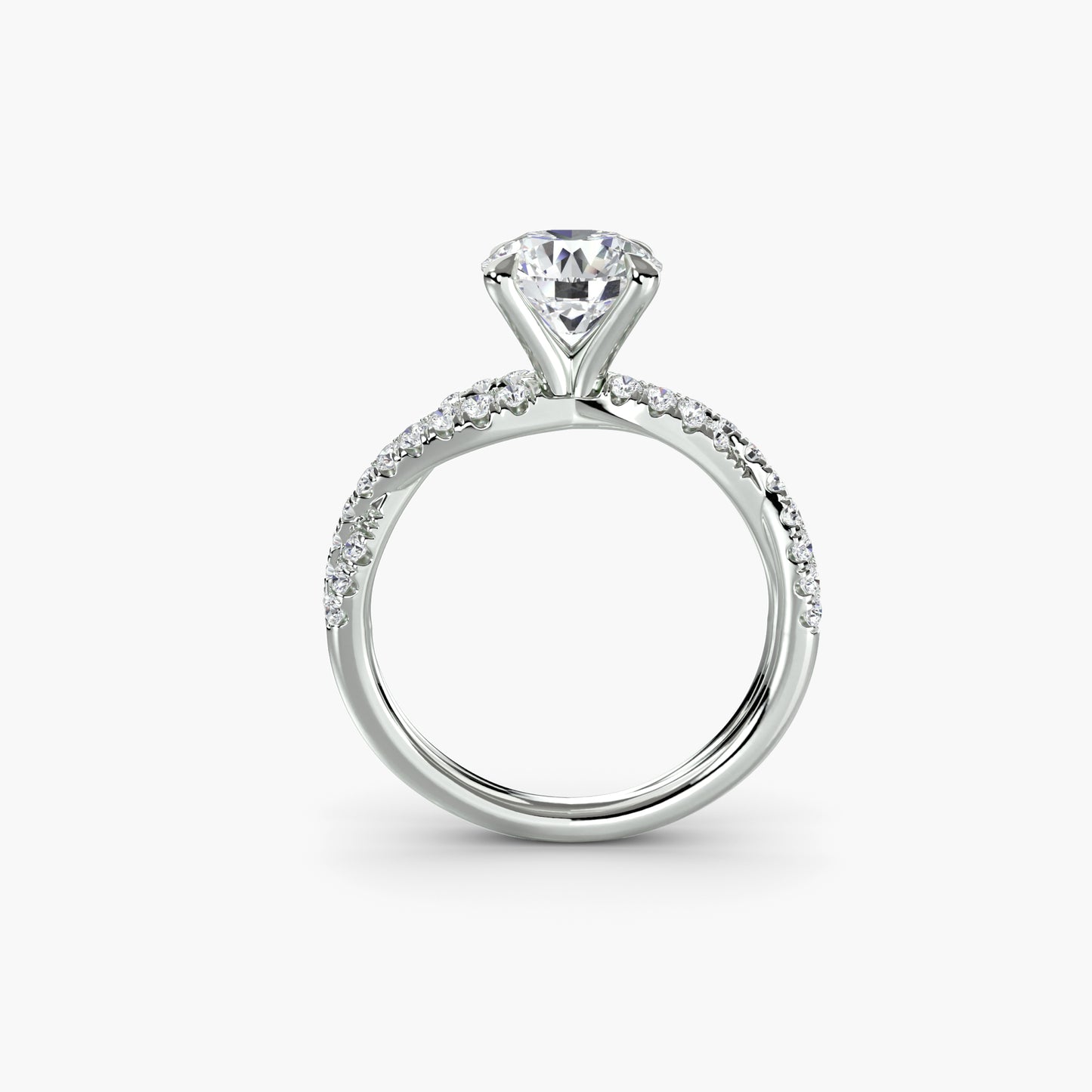 The "Everly" Double Twist Diamond Pavé Solitaire