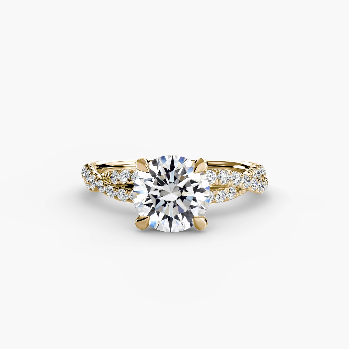 The "Everly" Double Twist Diamond Pavé Solitaire