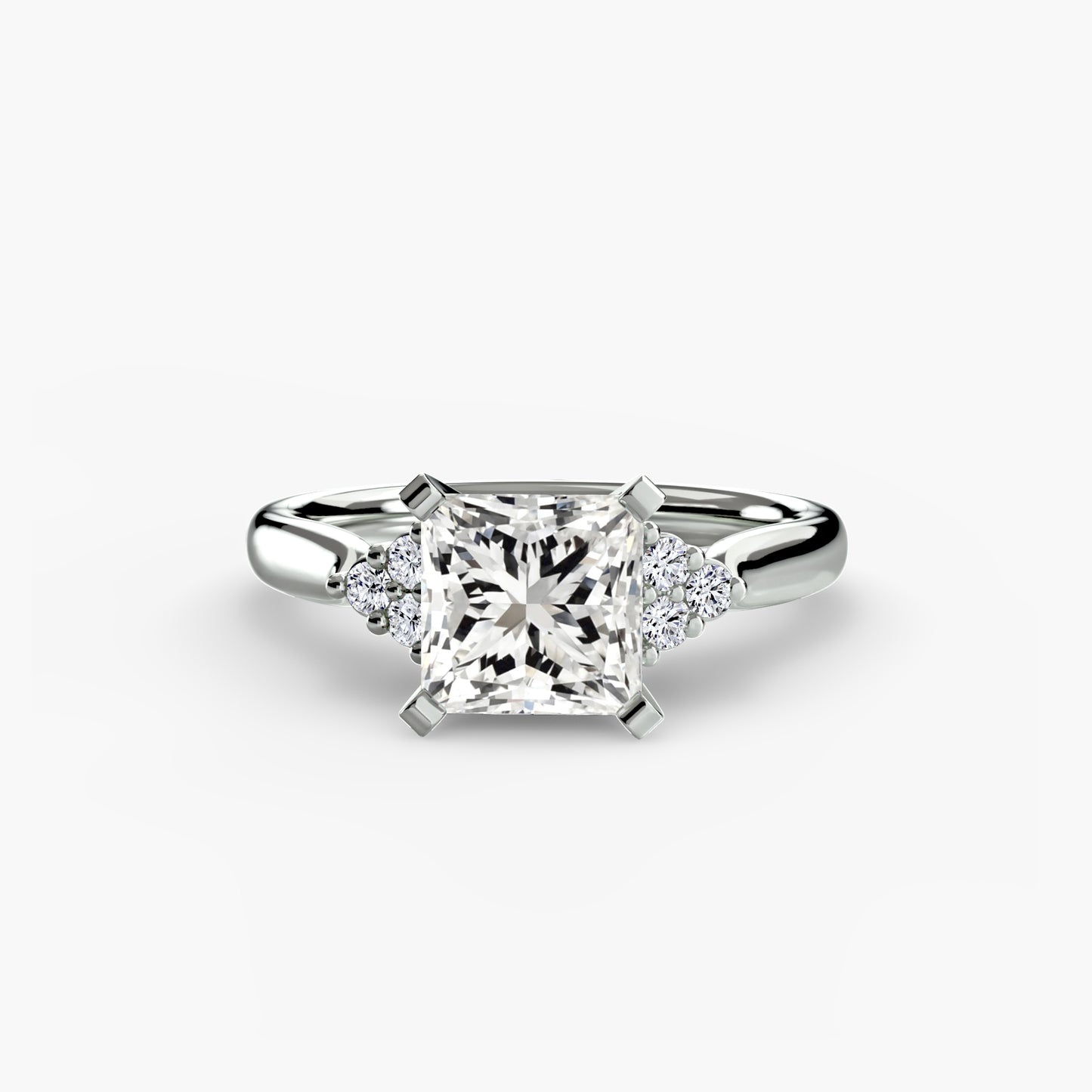 The "Riley" Classic Solitaire with Cluster Accents