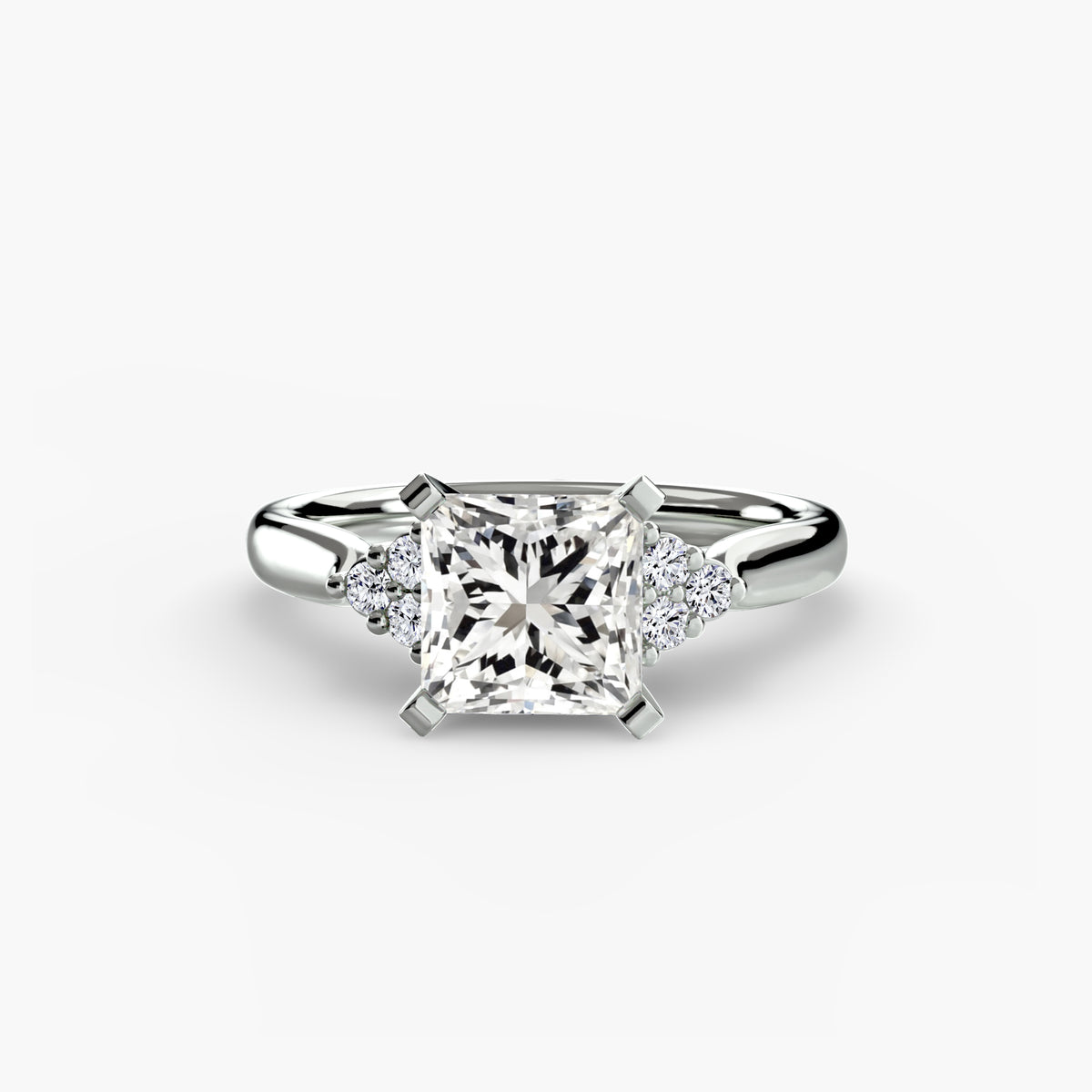 The "Riley" Classic Solitaire with Cluster Accents