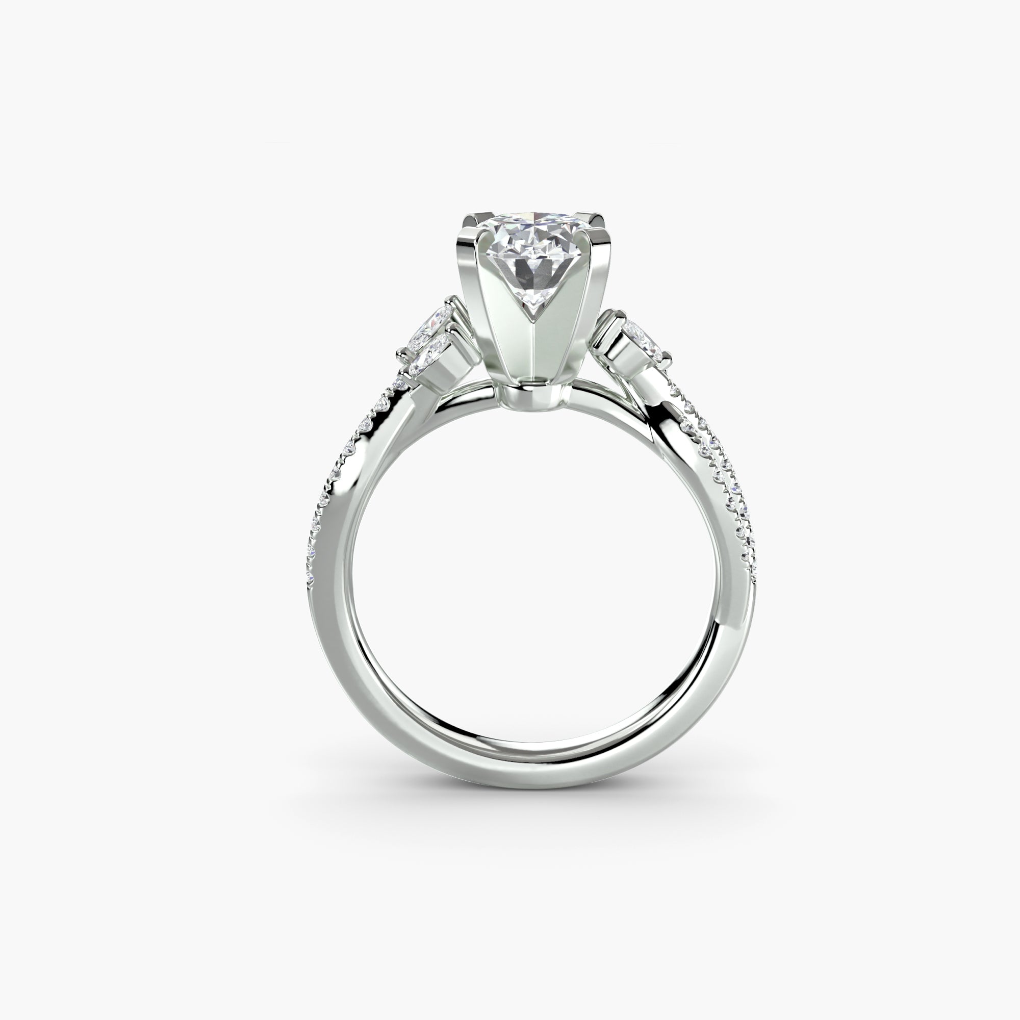The "Marilyn" Twist Pavé Ring with Marquise Accents