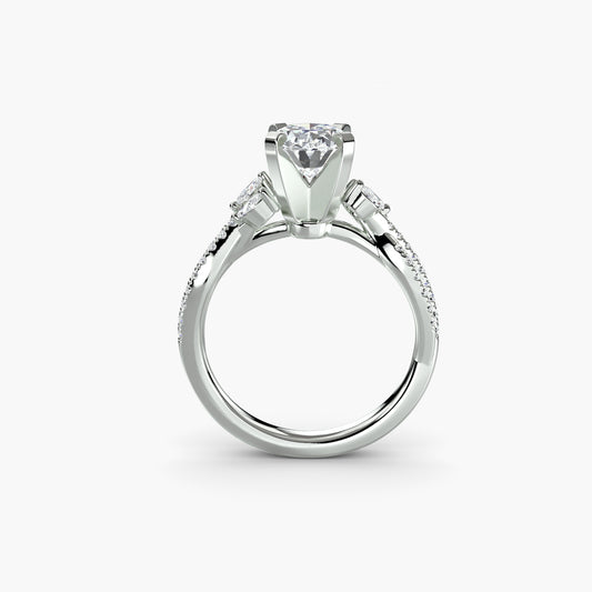 The "Marilyn" Twist Pavé Ring with Marquise Accents