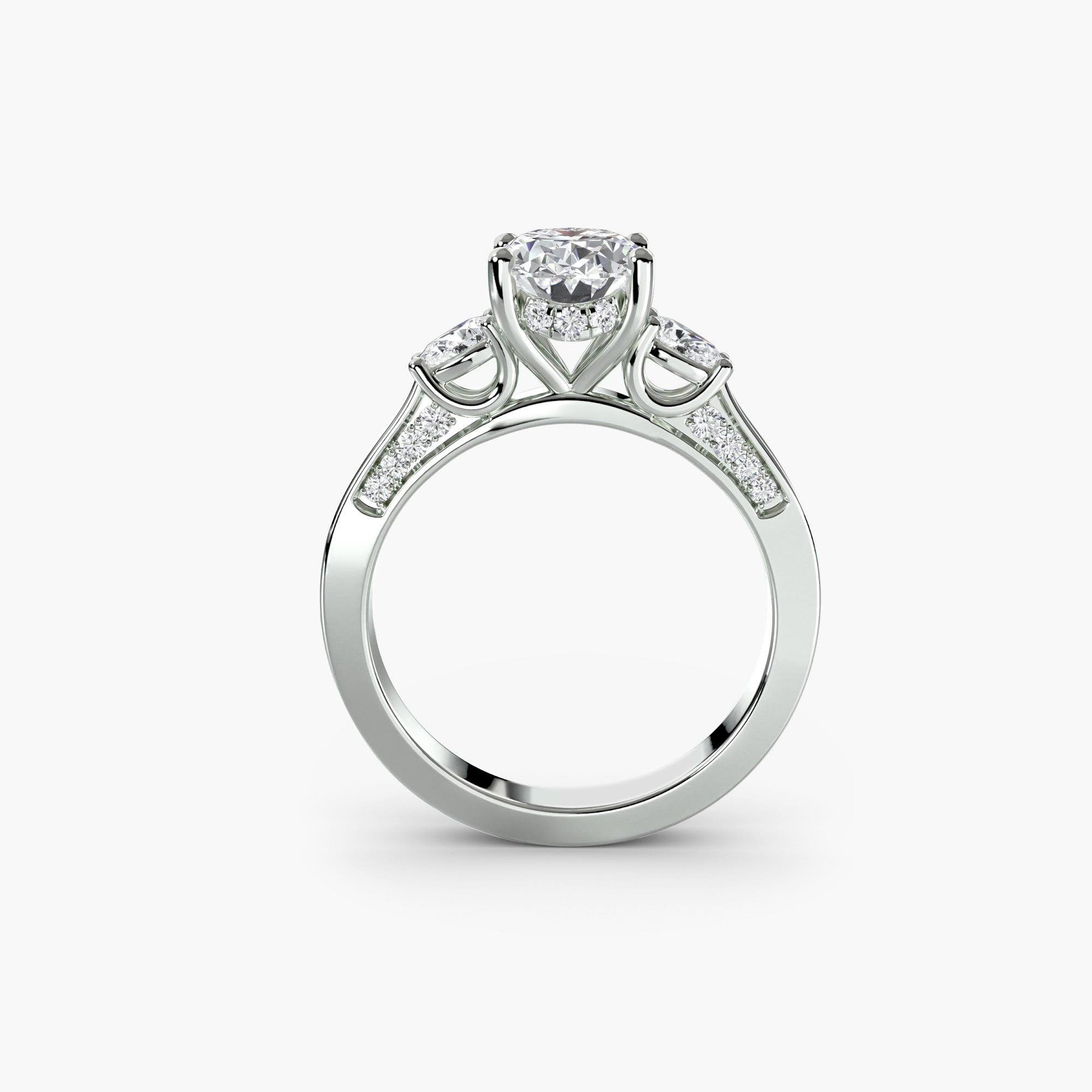 The "Evelyn" Three Stone with Gallery Accents