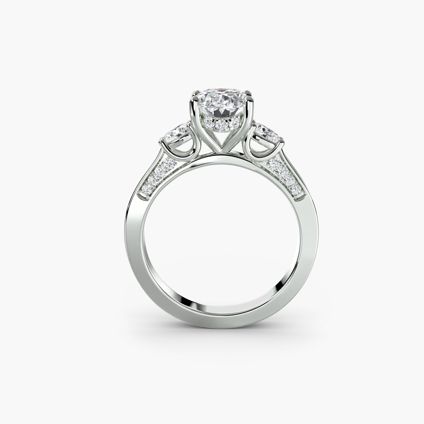 The "Evelyn" Three Stone with Gallery Accents
