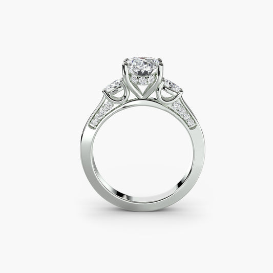 The "Evelyn" Three Stone with Gallery Accents