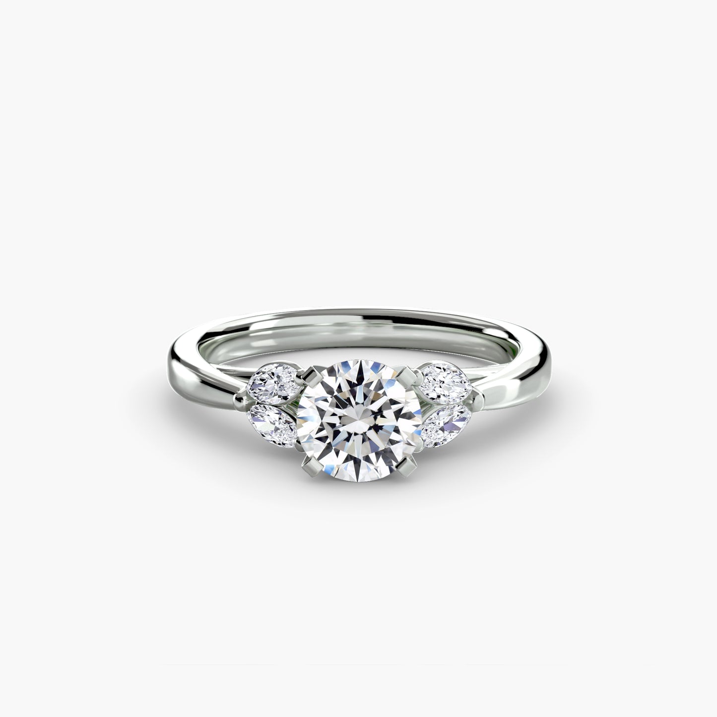 The "Kaia" Solitaire with Double Marquise Accents