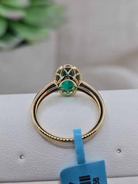 14K and 2.04 ct Oval Lab Emerald Ring Size 7