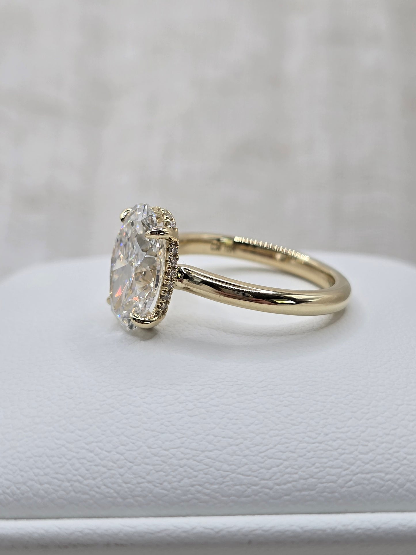 Custom 3.10 ct E/VS1 Oval Lab Diamond Ring with Hidden Halo - Size 6
