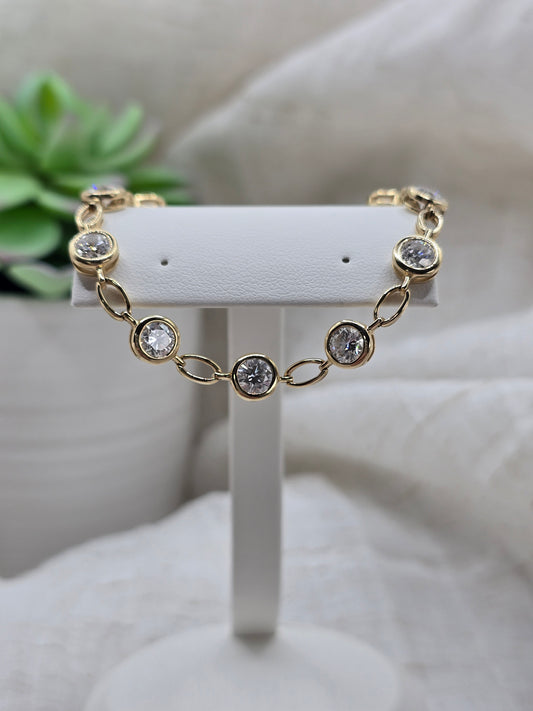 14K Bracelet with 5.40 ctw Bezel Lab Diamonds 7"