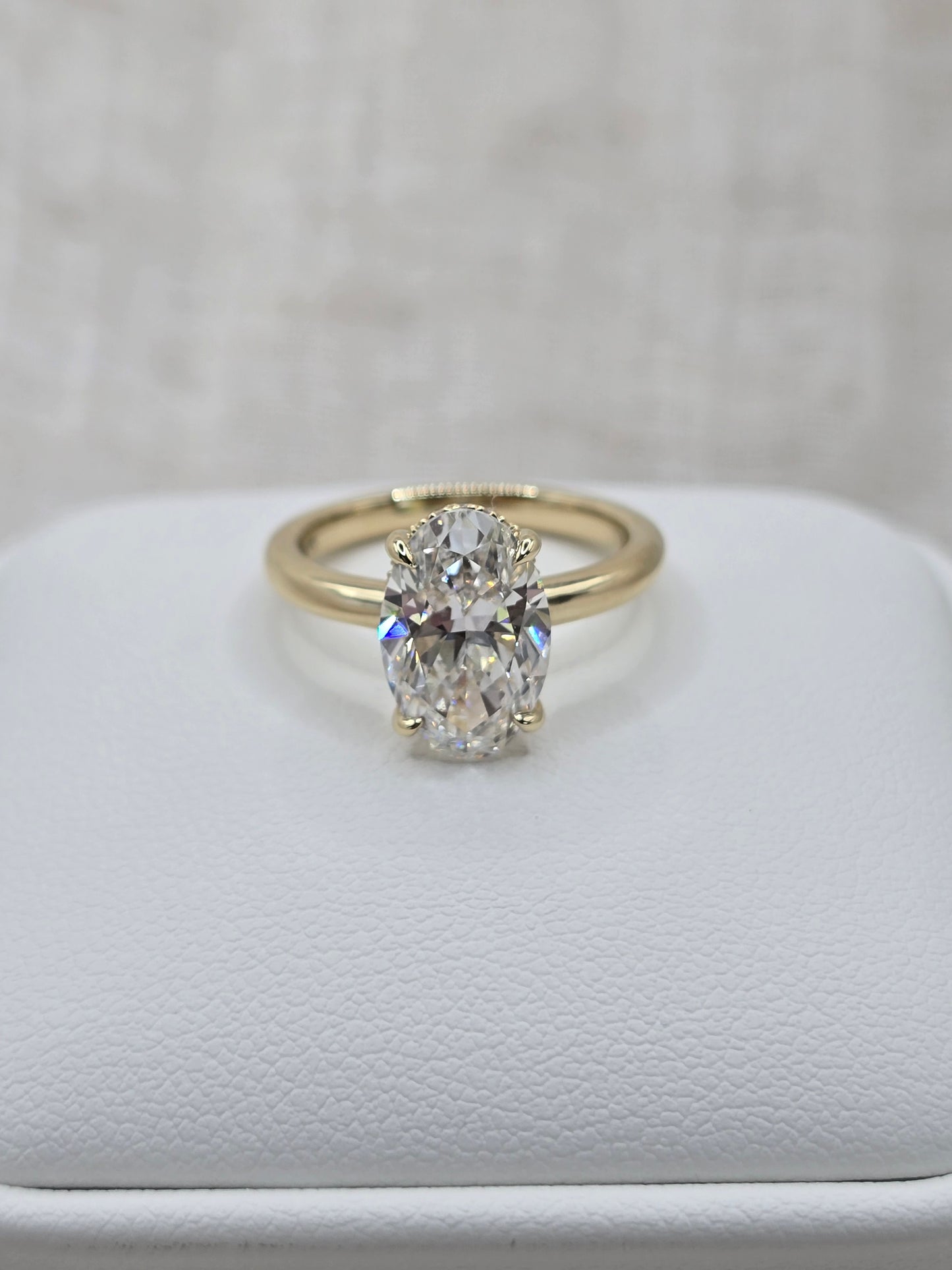 Custom 3.10 ct E/VS1 Oval Lab Diamond Ring with Hidden Halo - Size 6