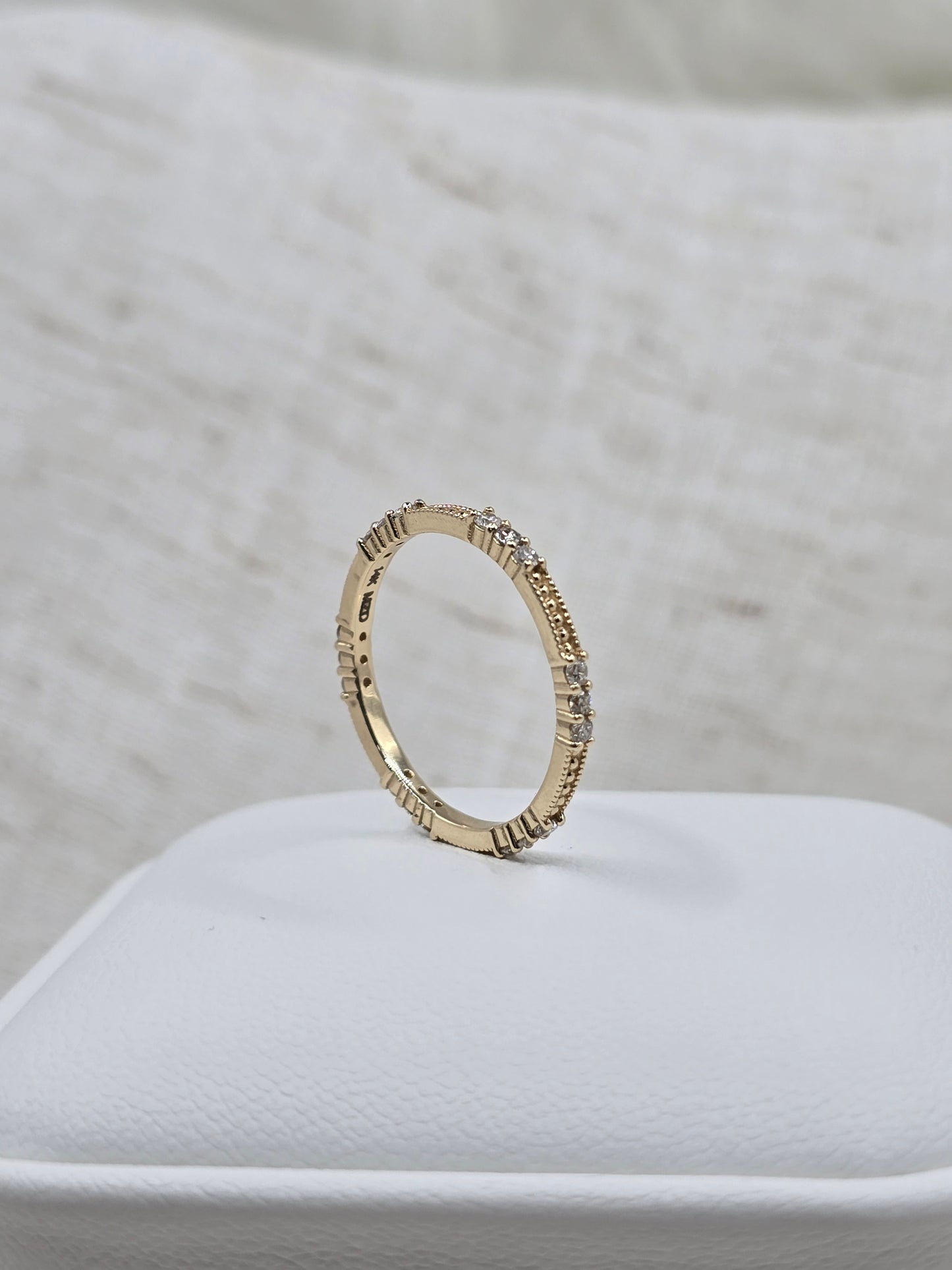 14K The "Stack" Ring with Lab Diamond Stations/Milgrain - Starts at $1350