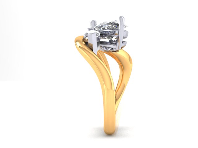 The "Austin" 14K Sculptural Custom Design Ring w/ a 2 Carat Pear & 1/4 ct Marquise Lab Diamond