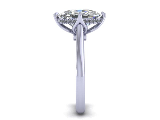 The "Nadia" 14K Custom Setting w/ Euro Shank, Lotus Prongs, and Peekaboo Halo (Setting Only)