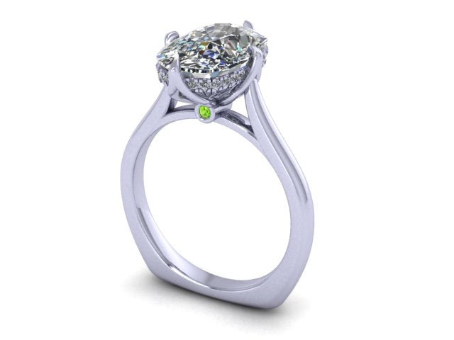 The "Nadia" 14K Custom Setting w/ Euro Shank, Lotus Prongs, and Peekaboo Halo (Setting Only)