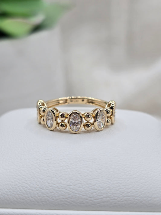 14K Bead 1 Ctw Oval Lab Diamond Ring