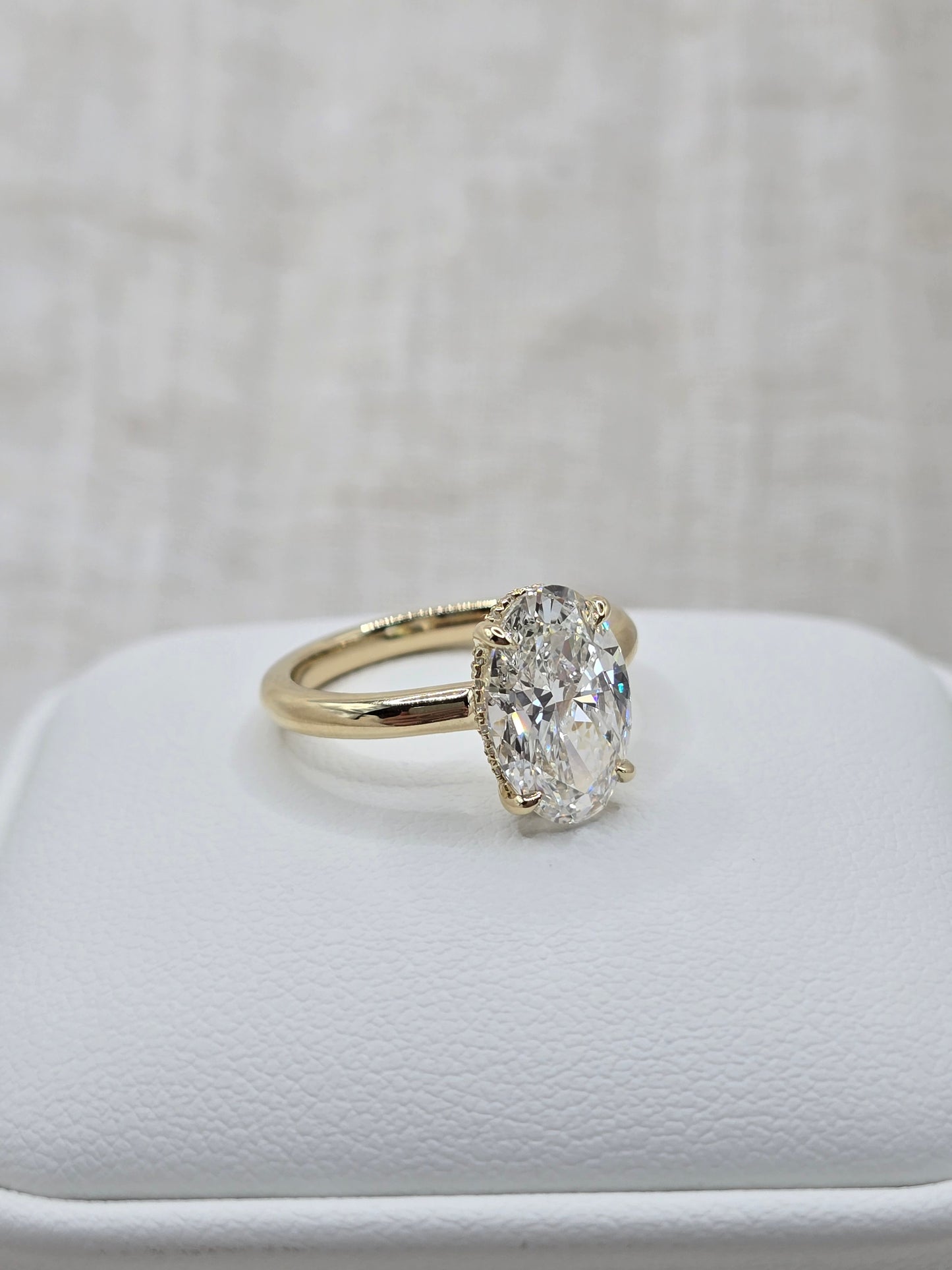 Custom 3.10 ct E/VS1 Oval Lab Diamond Ring with Hidden Halo - Size 6